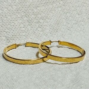 Dyadema Italy Gold Tone Bronze Hoop Earrings 1 3/4”